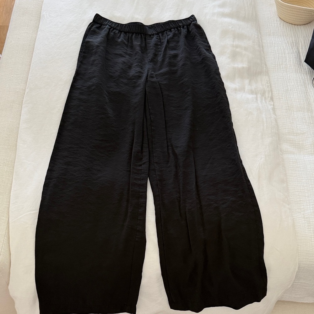 Madewell Silky Black Wide-Leg Pants